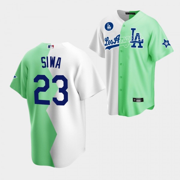 Los Angeles Dodgers 2022 MLB All-Star Celebrity Softball Game #23 JoJo Siwa White Green Jersey Split